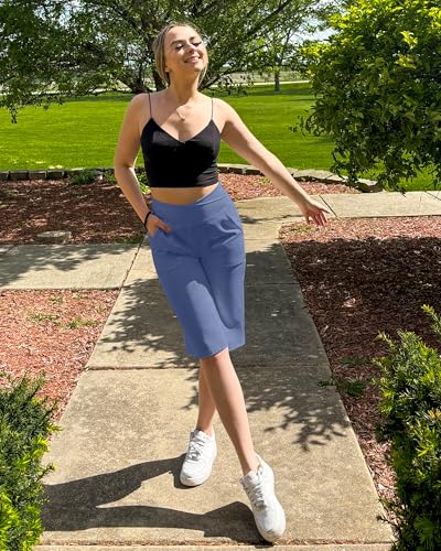 Image of G4Free Capri Pants for Women 14 inch Knee Length Wide Leg Yoga Capris Dressy Casual Summer Crop Pants with Pockets