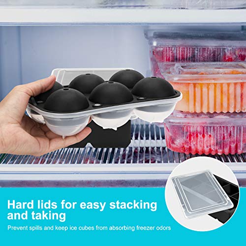Siliconen ijsblokjesvorm, 2 XXL ijsblokjesvormpjes, 6 ijsbalvormpjes en 8 ijsblokjesvormpjes met deksel en trechter, BPA… - Afbeelding 8