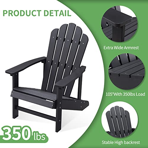 Efurden Adirondack Chair Set Of 2, Polystyrene, Weather Resistant & Durable Fire Pits Chair For Lawn And Garden, 350 Lbs Load Capacity With Easy Assembly (Black, 2 Pcs) #TOP3
