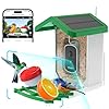 Bird Feeder with Camera GTSABWAY Smart AI Identify Birds Camera with Solar Powered Wireless Auto Record 1080P Birds Video in Backyard Instant Notifications Green