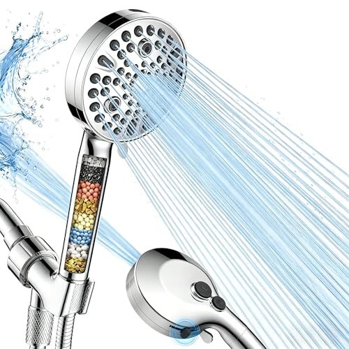 Regadera filtrada FEELSO con mango, alta presión y 11 modos de rociado | Filtra agua dura, elimina cloro y alivia piel seca e irritada, boquillas antitaponamiento y control instantáneo del agua