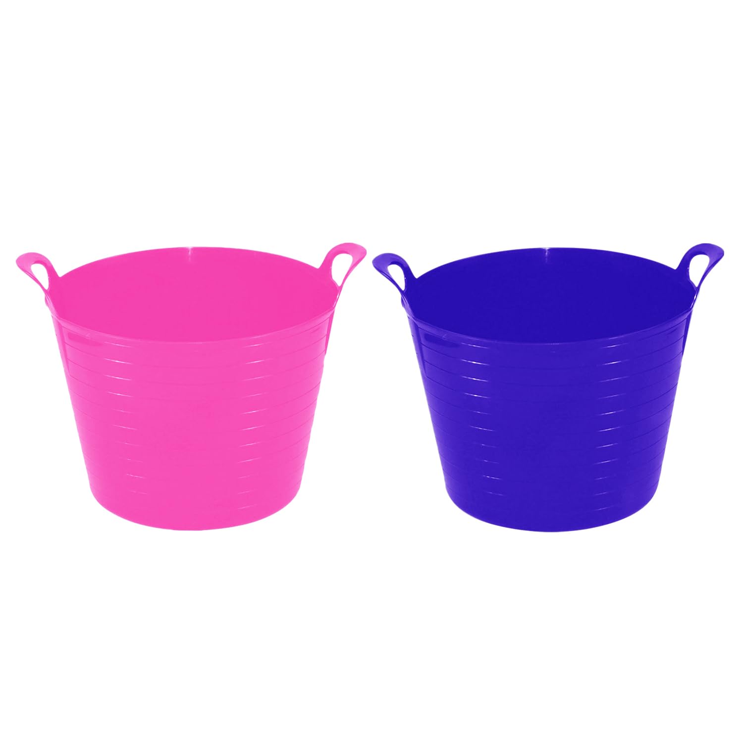 M1ss Purple + Pink Set Of 2-42L Litre Flexi Purple And Pink - Robust Versatile Large Multipurpose Flexi Tub Garden Home Flexible Plastic Storage Container Bucket Tub Trug Horse Feeder Flex Tub -Made In Uk