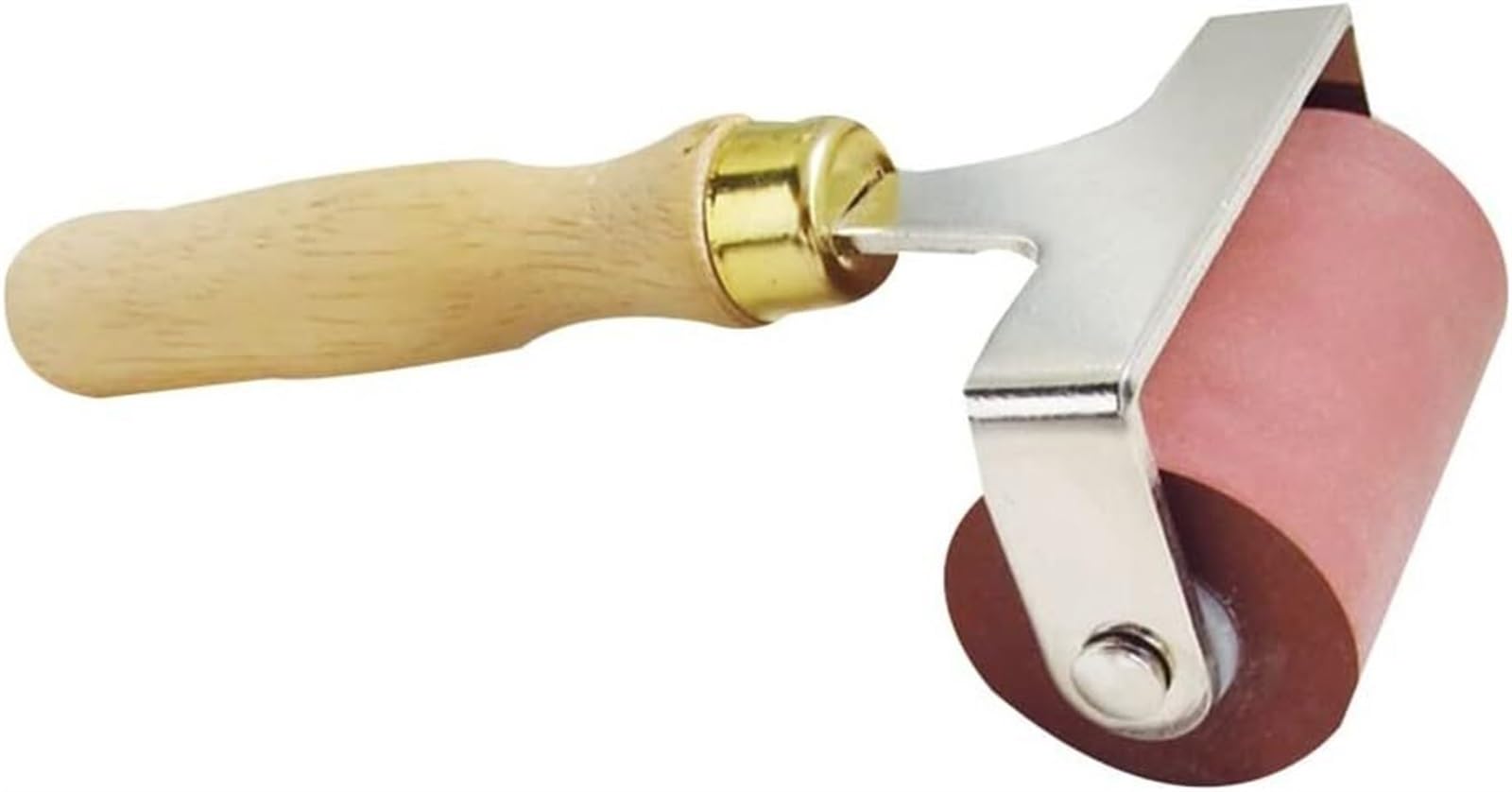 Paint Roller， 5/10cm Rubber Brayer with Wooden Handle - Anti-Skid Printing Roller for Crafts and Projects