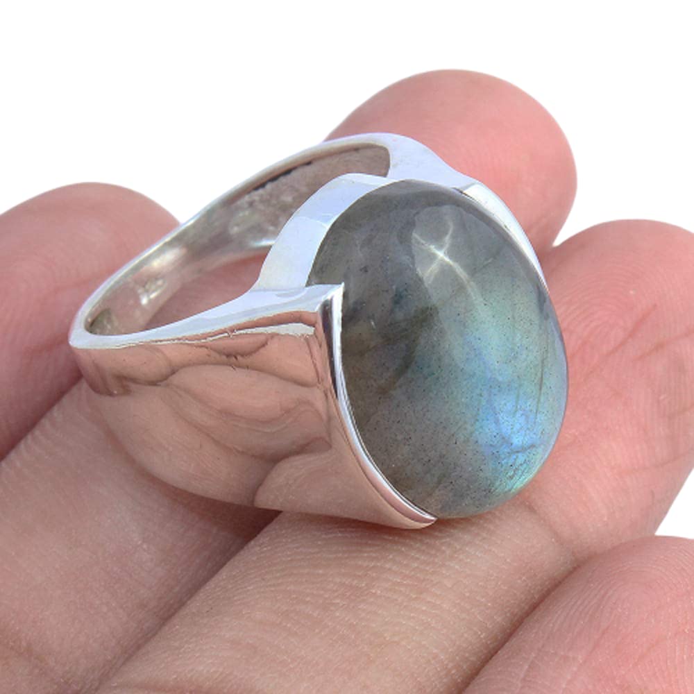 Labradorit 925 Sterling Silber atemberaubender antiker eleganter Ring feiner Schmuck Jahrestag Muttertagsgeschenk (Labradorit, Größe 7)