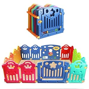 CCLIFE Kinderbox Babybarrière Grote box Kunststof babyhek met poort en speelgoed Binnen- en buitenactiviteitencentrum…
