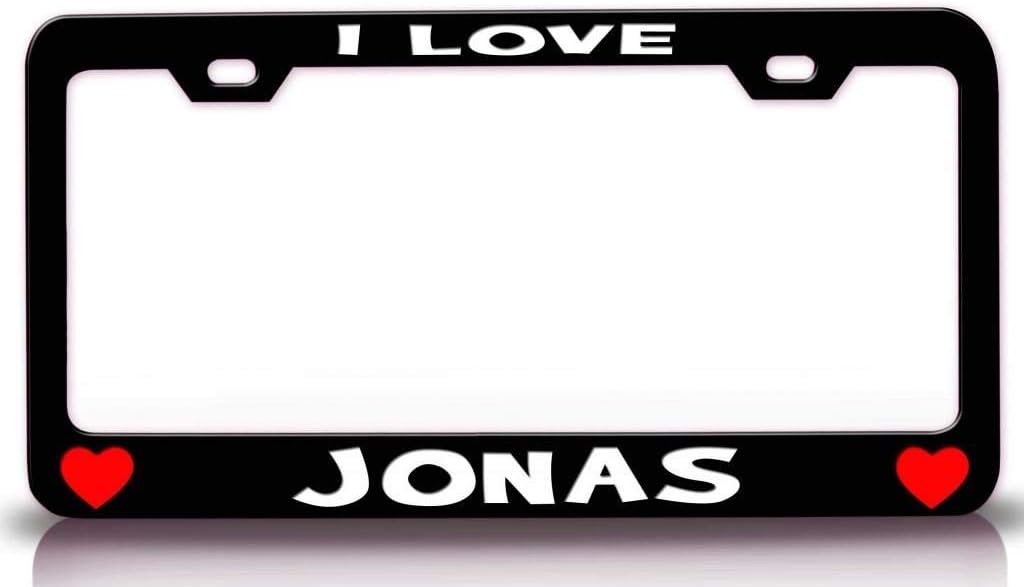 I Love Jonas Romantic Metal Car SUV Truck License Plate Frame Bl a67