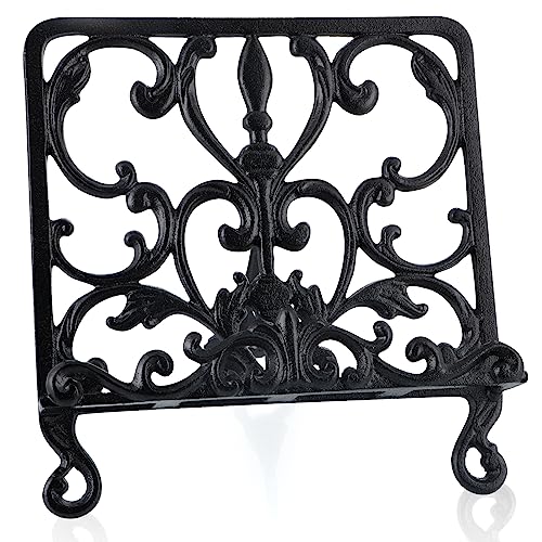 MOLIGOU Cast Iron Cookbook Stand, Recipe Book Holder, Display Sta...