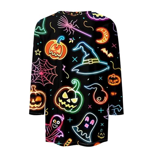 Cute Funny Halloween Shirts for Women Plus Size 3/4 Length Long Sleeve Womens Tops Witch Gothic Renaissance Shirt