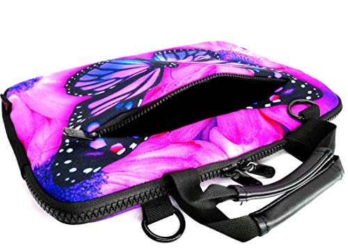Icolor CSH15-02 14.5-15.6 Inch Canvas Laptop Sleeve Bag Messenger Shoulder Case -Purple Butterfly thumb #2