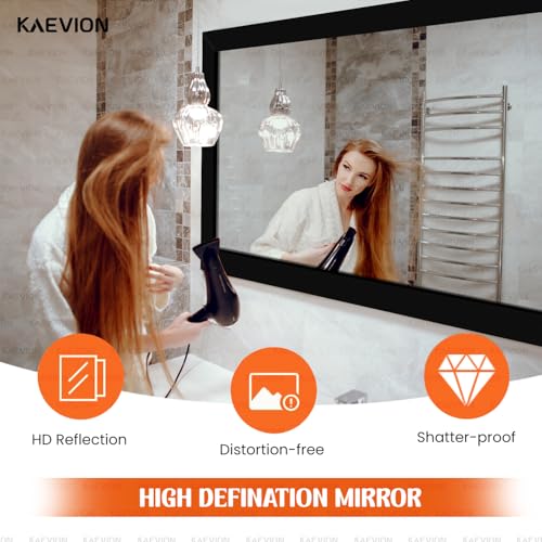 Image of Wall Hanging 3ft White Waterproof PVC Framed | Home Decor Wall Mounted Mirror for Bedroom Living Room Vanity Farmhouse | Wash Room Glass for Makup