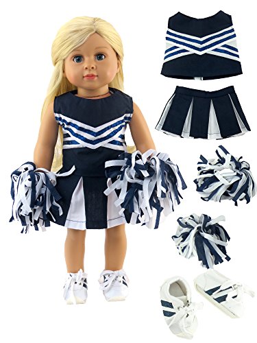 American Fashion World Navy Blue Cheerleader with Pom Poms and