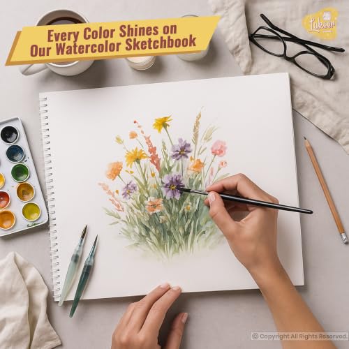 Image of Lakeer Watercolor Wire-O Sketchbook - A3 Size | Cold-Pressed Watercolor Paper with Cotton-25 Sheets (50 Pages), 250 GSM | Mixed Media, for Artist-(Acid Free)