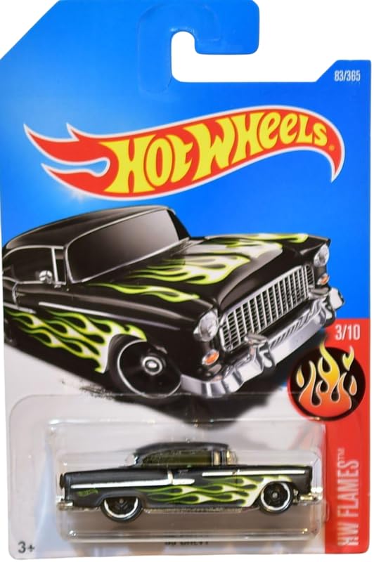 Image of Hot Wheels 55 Chevy HW Flames Ages 3 and Up 83 /365 (Black)