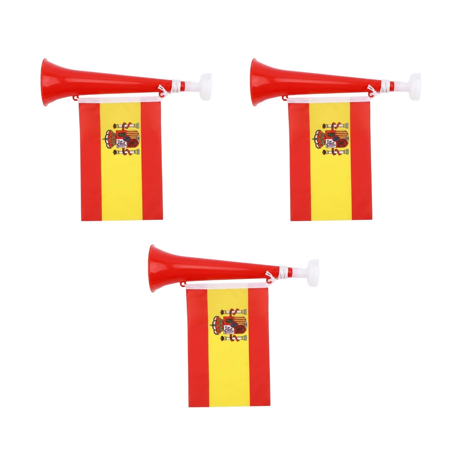 Trompeta con Bandera de España para Aficionados – Bocina de Animación 28 cm | Sonido Fuerte y Claro | Ideal para Fútbol, Eventos y Celebraciones (3 Rojo)