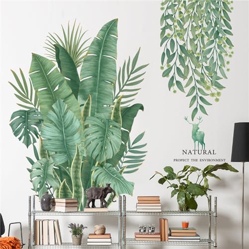 Vinilo decorativo de hoja tropical colgante verde miniatura 4