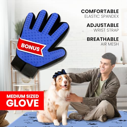 Image of Buddy's Best Washable Pee Pads for Dogs - Medium (Round 36 inch) - Ultra-Absorbent, Non-Slip, Ideal for Training, Incontinence - (2-Pack) + Bonus Grooming Glove
