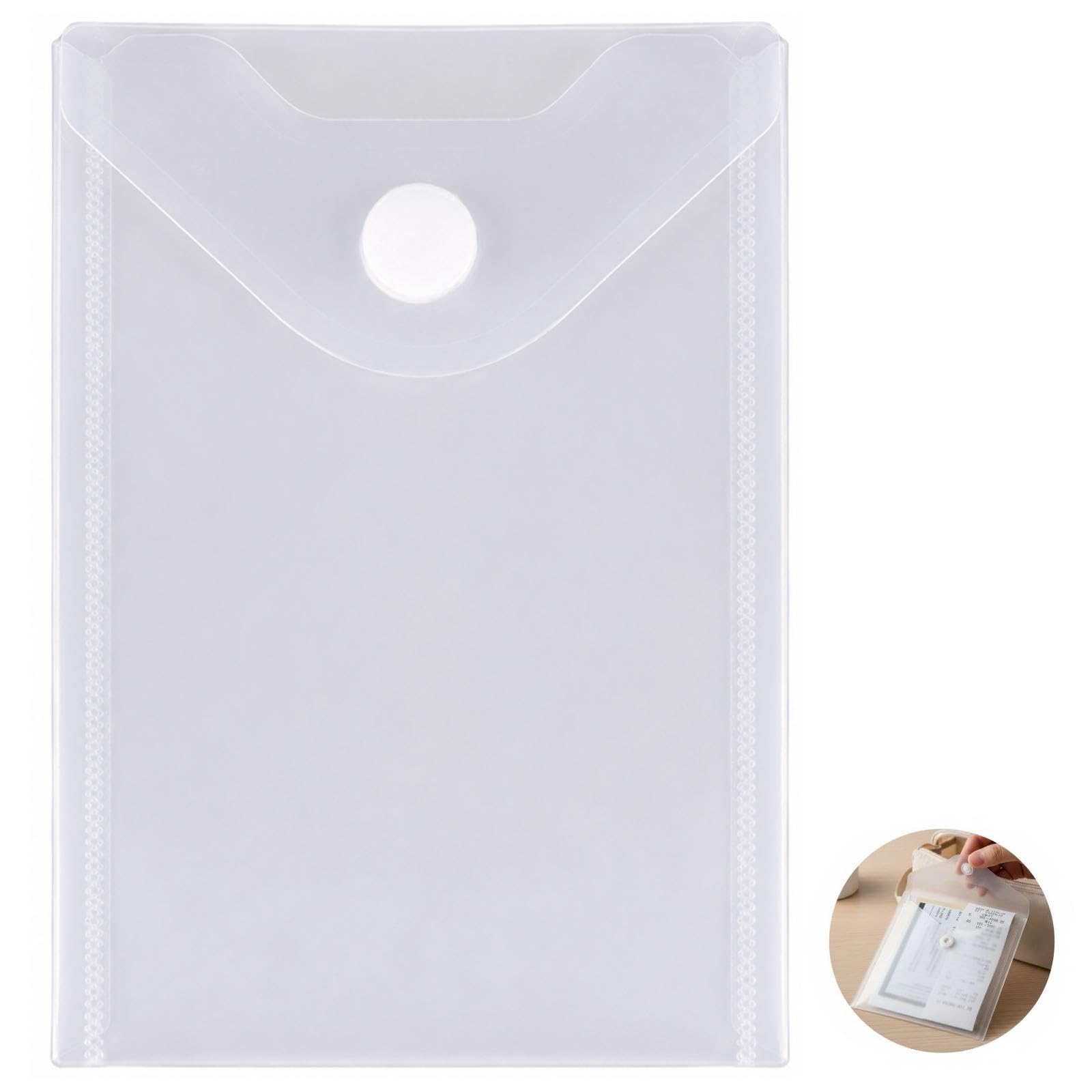 40 buste portadocumenti in plastica trasparente, formato A7, 18 x 13 cm, con chiusura in , impermeabili, per ricevute, carte, contanti, ufficio