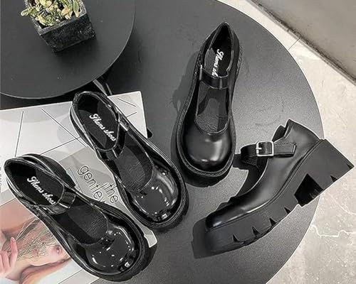 Women's Platform Mary Janes Heart Cat Buckle Rivets Ankle Lolita Gothic Princess Platform Pumps Patent Leather Thorn Vintage Traditional Embroidery Upper Dress Shoes4
