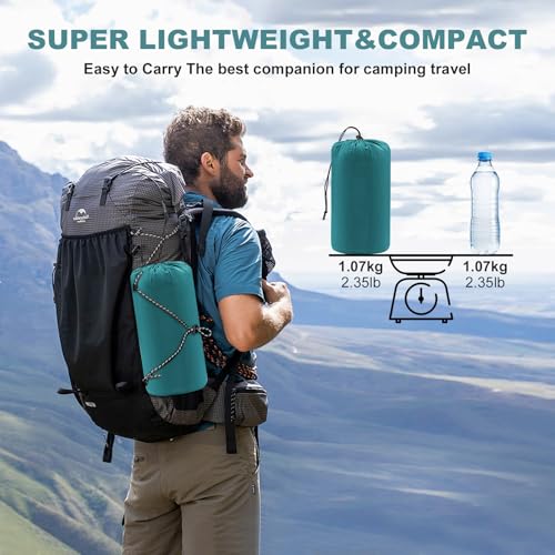 Peacock Blue Extra Thick Self-Inflating Camping Sleeping Pad with Pillow