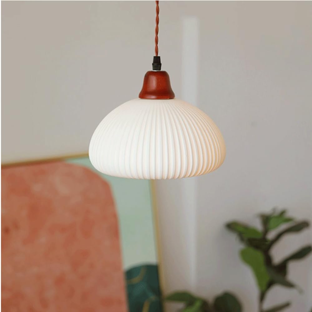 da a Sospensione a Testa Sina con Sorgente Luminosa E27, da a Sospensione in Ceramica e Legno ello con personalità Creativa, Dario in Stile Minimalista Giapponese, apparecchi di