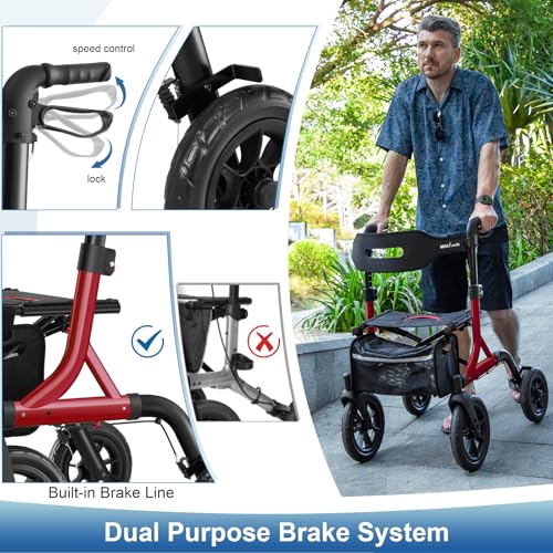 Image of MAXWALK Walkers for Seniors, Foldable Rollator Walker with Seat & Backrest