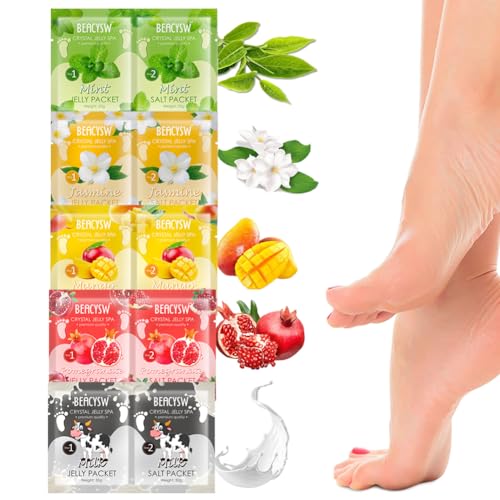 5 PCS Jelly Pedicure Foot Soak Packets Foot Soak Salts For Feet Tired Foot Odor Nail Discoloration Feet Softens Calluses Pedicure Foot Gel