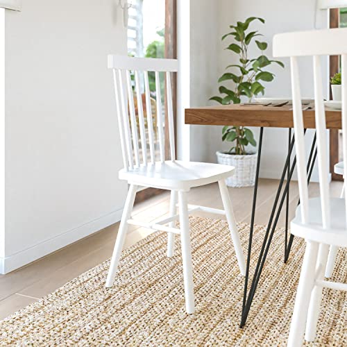 Flash Furniture Ingrid Commercial Grade Windsor Dining Chairs - White Solid Wood Spindle Back Chairs - Armless Kitchen Or Dining Room Chairs - No Assembly Required #TOP7