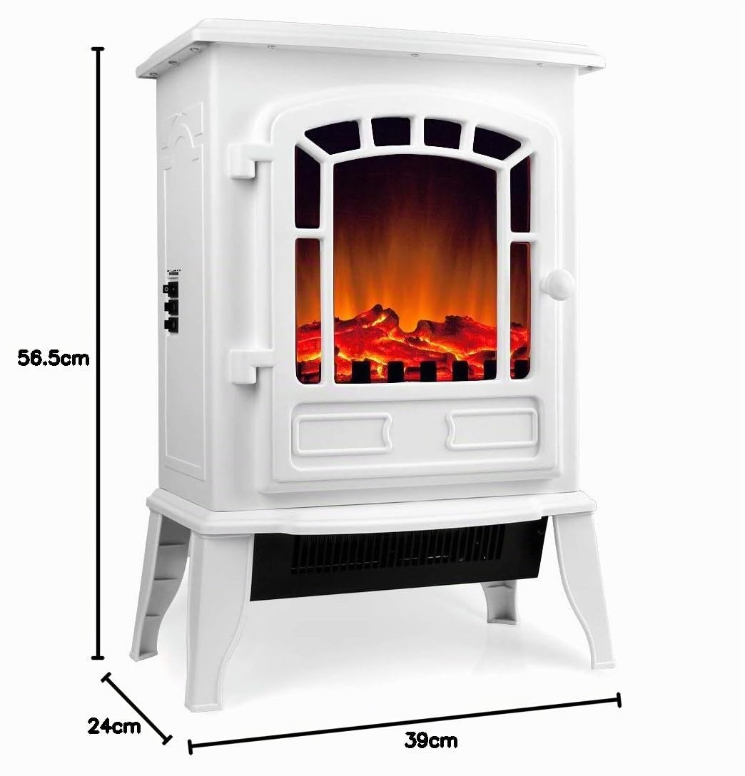 Deuba Chimenea Eléctrica de Pie Calefactor Efecto Llama LED 2000W Negro