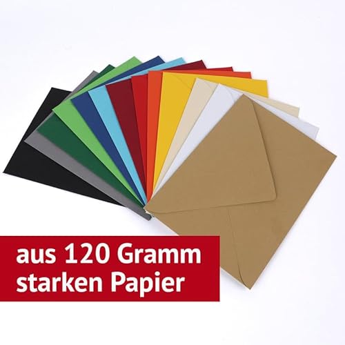 PresentFill 50er Set blanko Falt-Karten inkl. Briefumschläge ohne Fenster Beige Creme I Klappkarten DIN A6 I Umschläge C6 I Made in Germany I 100% Recycling Kraftpapier I Blauer Engel zertifiziert