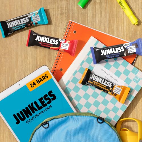 JUNKLESS Chewy Granola Bars Cookies & Cream Variety Pack, Non-GMO, 24 Bars | Gluten Free, Non-GMO chewy granola bars made with real simple ingredients and less sugar. Great for lunch boxes and snacks. - image 8