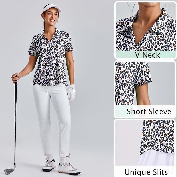 Image of PINSPARK Womens Golf Shirt Short Sleeve Polos UPF 50+ Collared Tennis Tops