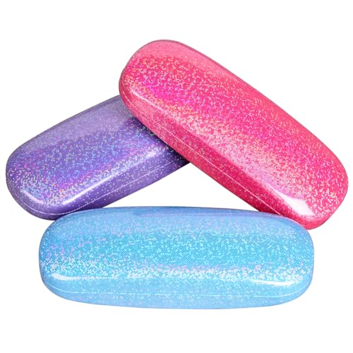 Image of ADBGV 3Pcs Unisex Hard Shell Eyeglasses Cases, Protective Case For Glasses,Sunglasses Case with Cleaning Cloth