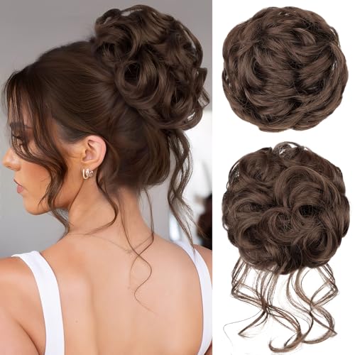 RONTAYA 2PCS Messy Bun Hair Pieces for Women Wavy Curly Updo Chig...