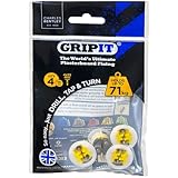 Gripit Yellow Plasterboard Fixings - Pack of 4 - Heavy Duty Plasterboard Fixings for Drywall & Stud Walls, Holds Up to 71kg - Ideal for Blinds, Curtains, Mirrors & Frames - Easy Install & UK Designed