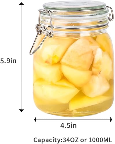 Miniatura 2 de 32oz Glass Food Storage Jars with Airtight Clamp Lids,Set of 4 Airtight Glass Canister Square- Clear Storage Container for Kitchen Container Storing