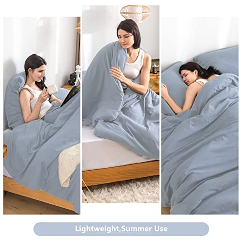 Cottebed Summer Twin Size Bed Comforter Sets, Super Soft Lightweight Cooling Washaed Cotton, 1 Bedding Down Comforter And 1 Pillowsham For Kids College Dorm Boys Girls (Twin/Twin Xl,Light Dusty Blue) #TOP5