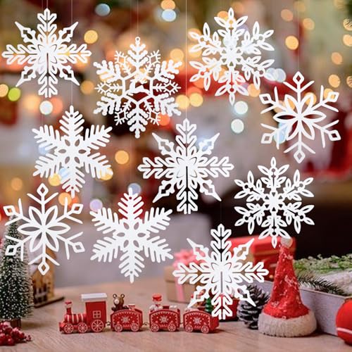 milaosk 25 peças ornamento pendente de flocos de neve decoração ornamentos árvore de Natal branco floco de neve Natal plástico ornamentos com brilho Natal para decoração de festa de Natal