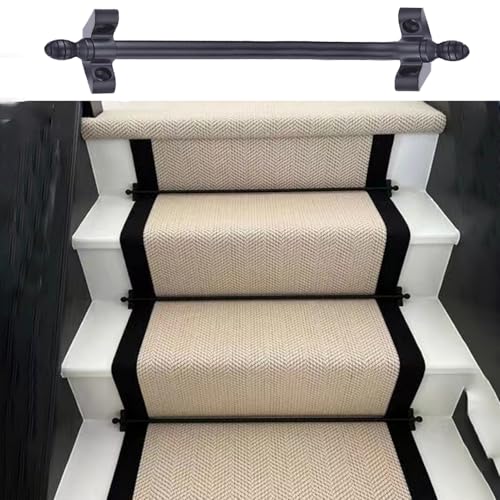 Varillas para alfombras de escalera antideslizantes de latón de 81 cm con clips negros
