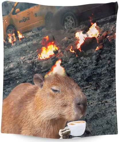 Capybara Sipping Coffee Blanket Gifts, 60"*80" Flannel Throw Blanket, Soft Warm Fuzzy Fluffy Plush Blankets for Girls Boys, Gifts for Capybara Lovers for Sofa Couch Bed Travel Room Decor