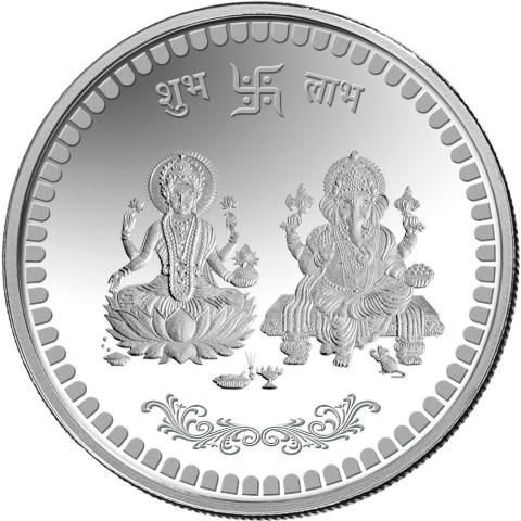 MMTC-PAMP 999.9 Purity Silver Ganesh Laxmiji Subh Labh 100 Gram Coin