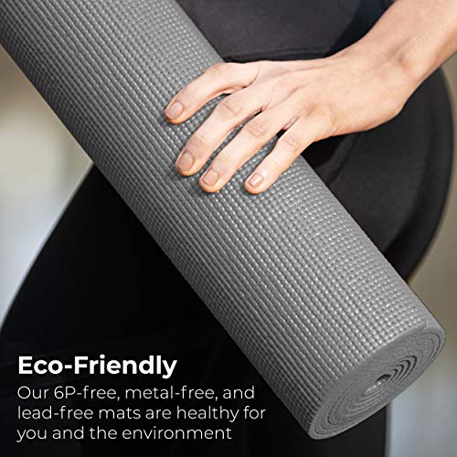 Hello Fit Yoga Mats, Bulk 10 Pack. 68X24 Inches, 4Mm Thick, Affordable Exercise Gym Mats With Non-Slip Texture, Easy To Clean, Cool Grey #TOP5