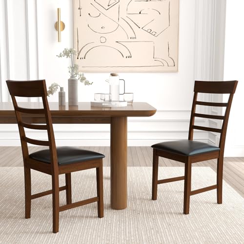 Giantex Mid-Century Modern PU Leather Dining Chair Set of 2