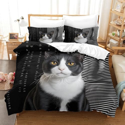 Housse de Couette Chat Illusion d'Optique pour Déco Chambre Ado Originale