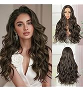 BECUS 26 Inch Brown Wig Long Wavy Wigs for Black Women Curly Wigs Synthetic Hair for Anime Costum...