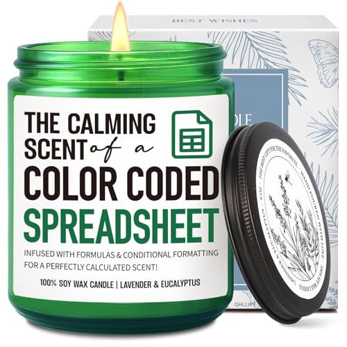 QHLLWT Funny Gifts for Accountant Men Women Candle The Calming Scent of A Color Coded Spreadsheet Humor Excel spreadsheet Candles Gift for Coworkers CPA Boss Data Analyst Marketing Specialist-18