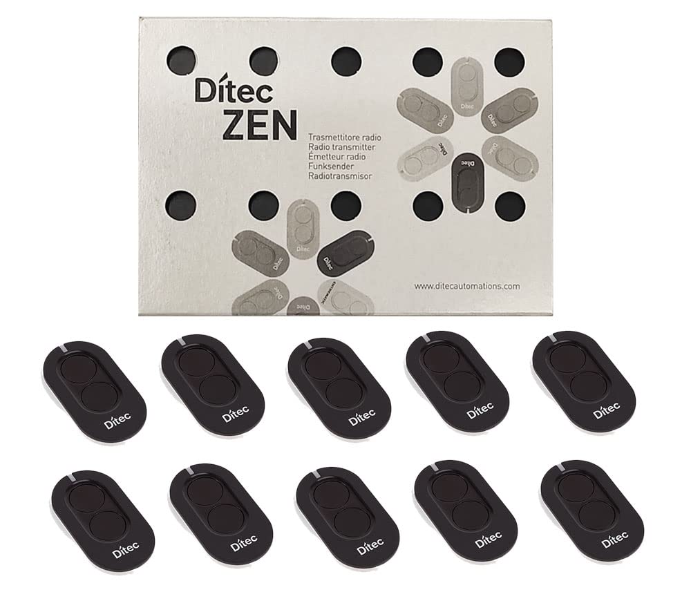 Télécommande Ditec Zen2 433 MHz lot de 10 pour automatisme de portail et porte de garage