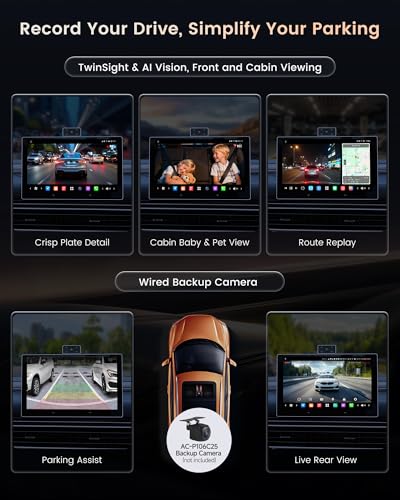 Image of P10 9 inch CarPlay Screen for Car, Wireless CarPlay & Android Auto GPS Navigation, Built-in 4G LTE, Up to 30-Day Parking Monitor, Remote Live View, Dual 1080P Dash Cam, QLED Display, ChatGPT & Gemini AI