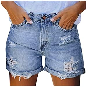 Short D’éTé pour Femme – Grande Taille Stretch Sport Pantalon Court Tendance Streetwear Pantalon Court en Jean Push Up Short en Jean Tendance