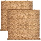 DoubleFill 2 Pcs Bamboo Shades Outdoor Reed Roll Up Blinds 60" W x 72" H Blackout Sunshade Cordless Bamboo Blinds for Home Porch, Patio & Windows Decor Shutters Sunlight Privacy Screen