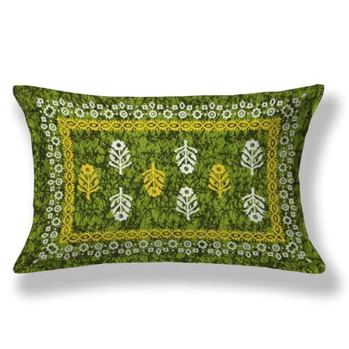 Image of RajasthaniKart Pure 100% Cotton Single Bed Sheet with 1 Pillow Cover (Bedsheet for Single Bed Cotton, Green Small Booty)
